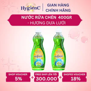 Chai Nước Rửa Chén HygienC Plus Hương Dưa Lưới 400 Gram/ Chai - Làm Sạch Vết Dầu Mỡ