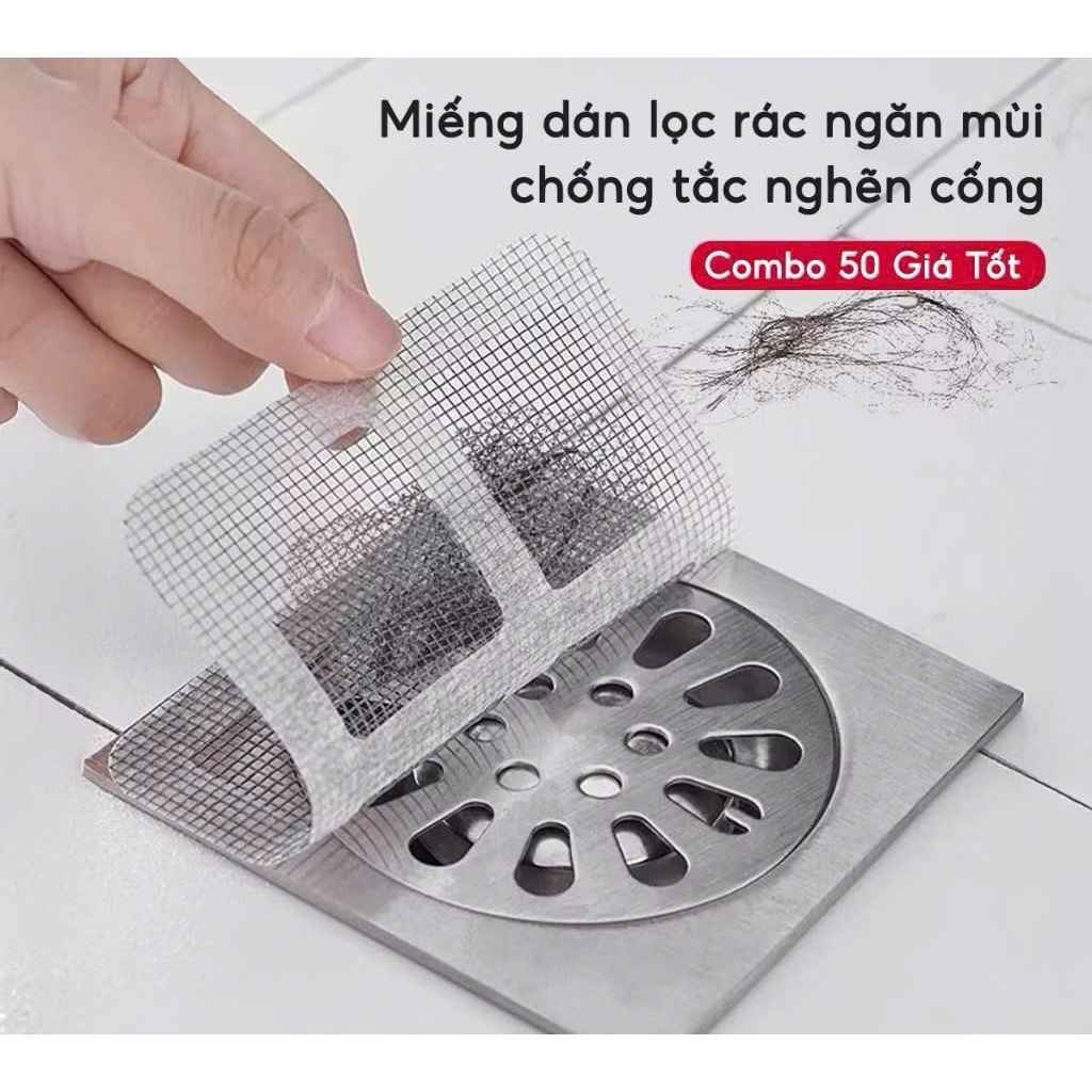 COMBO 50 Miếng Dán Lọc Rác Ngăn Mùi Cống Nước Nhà Tắm Bồn Rửa Chén Bát ...