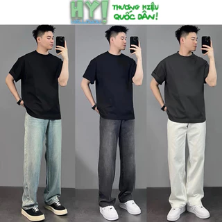 Quần jean nam ống suông rộng HELLOYOU, quần bò nam xám đen dáng baggy chất jeans bò cao cấp phong cách hàn quốc 2023
