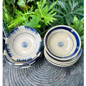 Tô Gốm Xưa Phết Xanh/Chỉ Xanh/Gà Trống Nam Bộ Size 16cm - Đựng Bún Chả -Tô Cơm - Mắm Chưg - Gốm Lái Thiêu Xưa