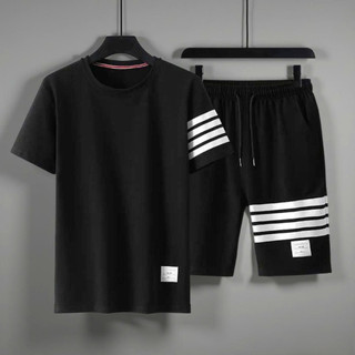 Bộ quần áo thể thao nam phối sọc đẹp , vải thun mè, mặc nhà, chạy bộ, tập gym k1