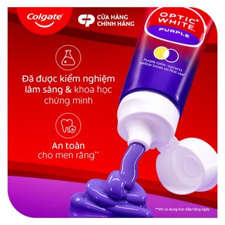[HB Gift] Kem Đánh Răng Colgate trắng răng Optic White Purple 100g công nghệ sắc tím, trung hòa ố vàng tức thì