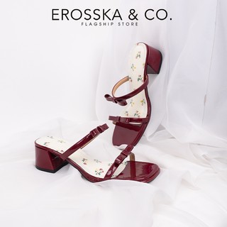 Erosska - Guốc nữ cao gót mũi hở họa tiết hoa nhí năng động màu kem - EM148