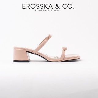 Erosska - Guốc nữ cao gót mũi hở họa tiết hoa nhí năng động màu đỏ - EM148