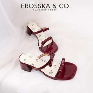 Erosska - Guốc nữ cao gót mũi hở họa tiết hoa nhí năng động màu kem - EM148