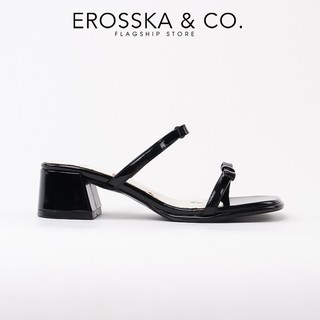 Erosska - Guốc nữ cao gót mũi hở họa tiết hoa nhí năng động màu kem - EM148