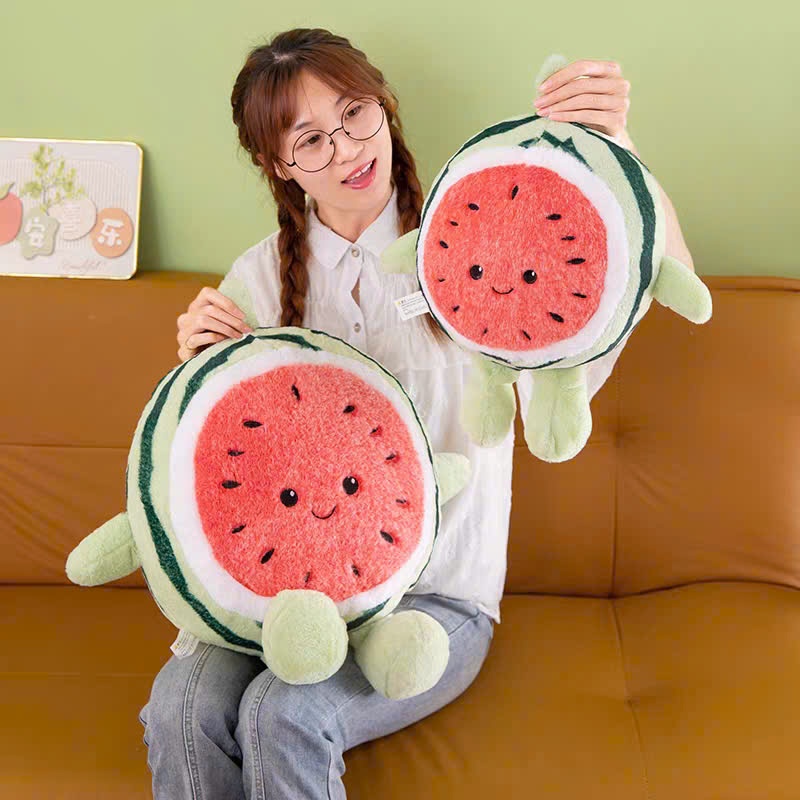 Gối ôm dưa hấu tròn mặt cười mềm mại, trang trí dễ thương cho bé - G172