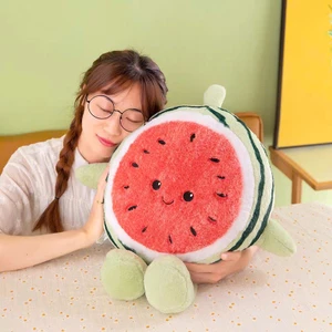 Gối ôm dưa hấu tròn mặt cười mềm mại, trang trí dễ thương cho bé - G172