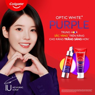 Bộ Kem đánh răng & Serum Colgate trắng răng Optic White Purple x IU - Trung hòa sắc vàng cho răng trắng sáng