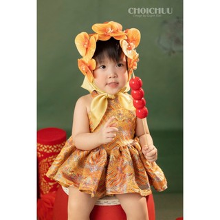 Váy đầm Yếm Trung Thu Gấm Vàng công chúa ChoiChuu  Phong Cách Bắc Bling Đáng Yêu Cho Bé Gái KHÔNG KÈM KHĂN