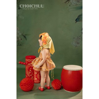 Váy đầm Yếm Trung Thu Gấm Vàng công chúa ChoiChuu  Phong Cách Bắc Bling Đáng Yêu Cho Bé Gái KHÔNG KÈM KHĂN