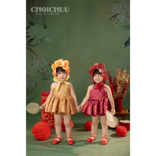 Khăn Hoa Lan Bắc Bling Trung thu Cho Bé Gái ChoiChuu, Vải Satin Cao Cấp Phối Hoa Lan 3D Form Chuẩn, Không Xẹp