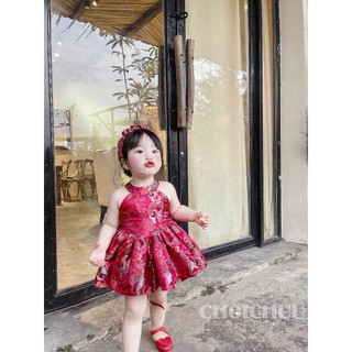 Váy đầm Yếm Trung Thu Gấm Đỏ truyền thông ChoiChuu Phong Cách Bắc Bling Đáng Yêu Cho Bé Gái KHÔNG KÈM KHĂN