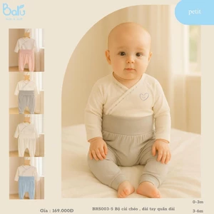 Bộ sơ sinh cài chéo dài tay quần dài BRS003-5