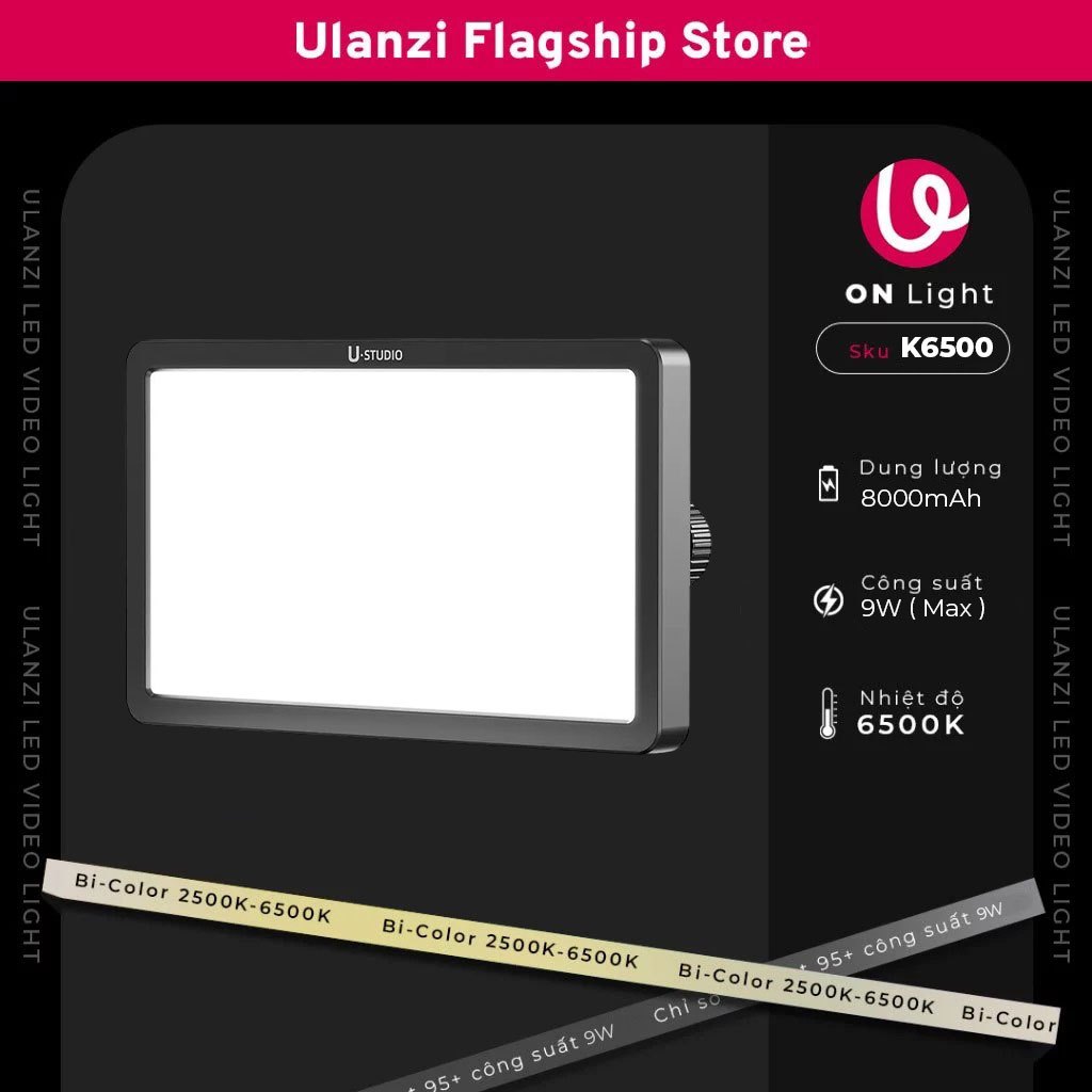 Đèn led panel livestream Ulanzi K6500 pin 8000mAh điều khiển không dây ...