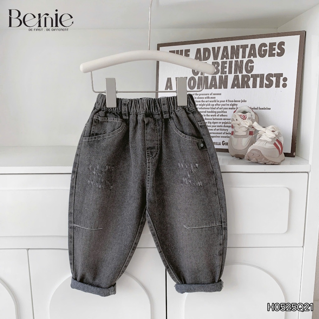 Quần bò mài chữ Z cá tính bé trai, quần jeans đi học đi chơi trơn màu cho bé H0525Q21