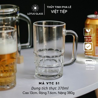 (Cam Kết Đổi Trả Khi Bể Vỡ) Bộ Cốc bia thủy tinh có quai 370 ML hàng dầy chính hãng