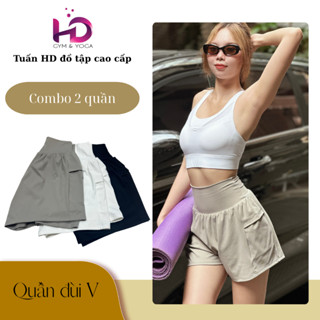 [SET 2 QUẦN] Quần short tập gym nữ Tuấn HD lưng V đan chéo gen bụng, quần đùi Pickleball hack dáng