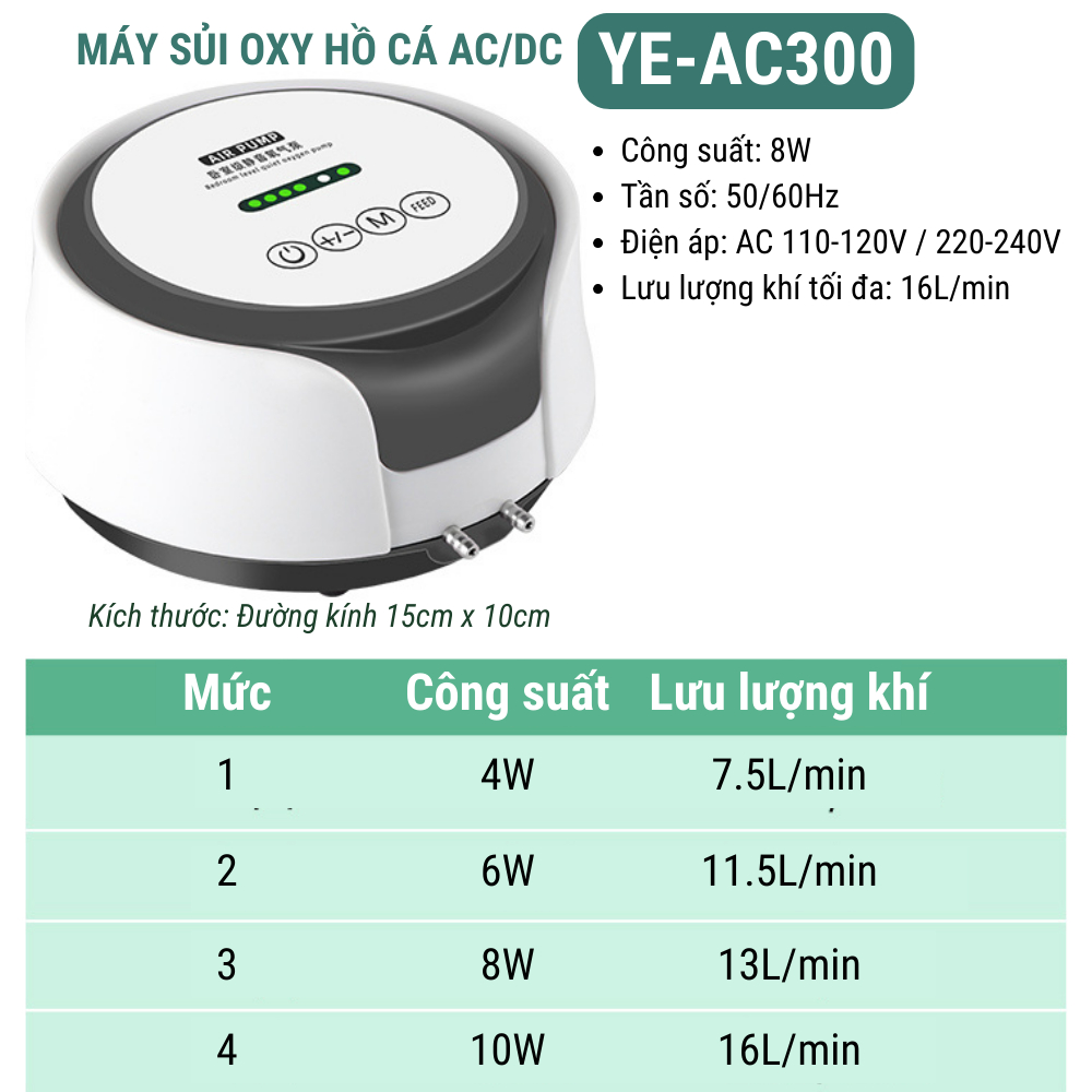 Máy Sủi Oxi JINGYE Cao Cấp Siêu Êm YE-AC100/ YE-AC200/ YE-AC300 , Bảo hành 6 tháng lỗi 1 đổi 1