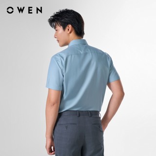 Owen - Áo sơ mi ngắn tay Body Fit AB250071NT màu Xanh chất liệu Bamboo poly