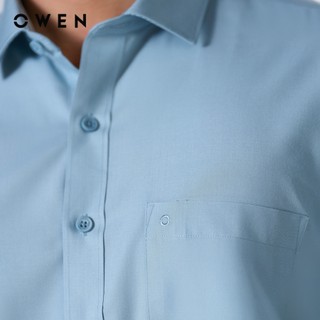Owen - Áo sơ mi ngắn tay Body Fit AB250071NT màu Xanh chất liệu Bamboo poly