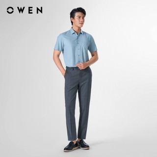 Owen - Áo sơ mi ngắn tay Body Fit AB250071NT màu Xanh chất liệu Bamboo poly