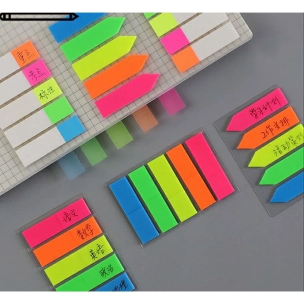 Combo 100, 50 set note PVC dạ quang ghi chú đánh dấu trang, giấy phân ...