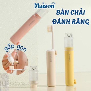 Bàn Chải Đánh Răng Du Lịch Gấp Gọn MAISON Có Hộp Đựng Nắp Hình Thú Dễ Thương, Chống Bụi Nhỏ Gọn Tiện Lợi