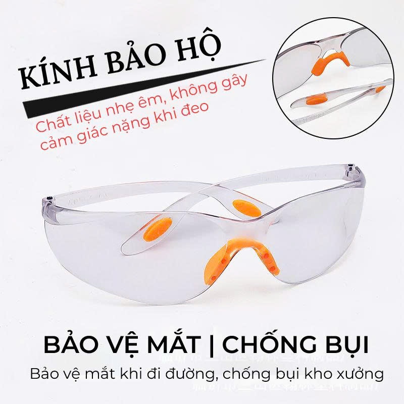 Kính mắt bảo hộ nam nữ ABICA mắt kính không độ chống khói bụi giọt bắn và tia bức xạ bền đẹp giá rẻ 573