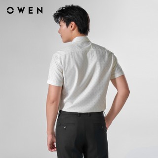 Owen - Áo sơ mi ngắn tay Body Fit AB250074NT màu Be chất liệu Bamboo linen