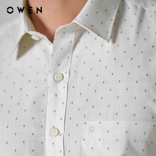 Owen - Áo sơ mi ngắn tay Body Fit AB250074NT màu Be chất liệu Bamboo linen