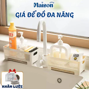 Giá Để Đồ Rửa Bát Thoát Nước MAISON, Kệ Đựng Nước Rửa Chén Miếng Bọt Biển Khô Ráo Chống Ẩm Mốc