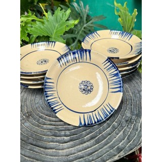 Dĩa Gốm Phết Xanh Cổ Xưa Size Đường Kính 15cm (Mộc Đầu Gà Cổ) - Gốm Xưa Lái Thiêu Cho Người Hoài Niệm - Gốm Nam Bộ