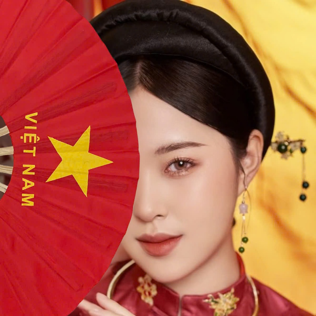 10 Quạt vải Cờ Đỏ Sao Vàng Quạt Vải Lụa Loại Dày Đẹp Dùng Biểu Diễn, Cổ Động Quốc Khánh
