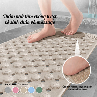 THẢM NHÀ TẮM CHỐNG TRƯỢT MASSAGE CHÀ CHÂN SILICONE | HÚT CHÂN KHÔNG, THOÁT NƯỚC NHANH, CHỐNG TRƠN