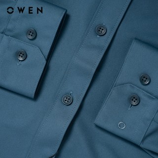 Owen - Áo sơ mi dài tay Slim Fit AS240609D màu Xanh cổ vịt chất liệu Polyester