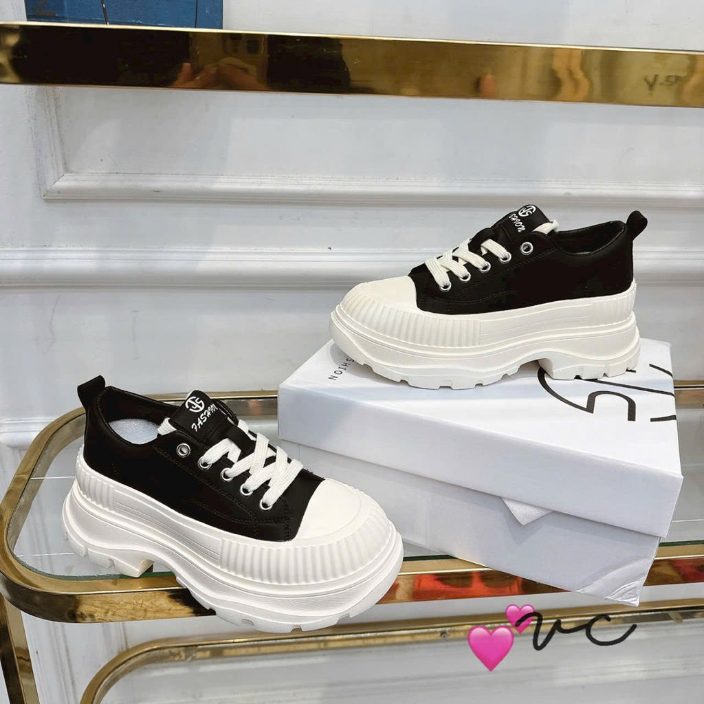 Giầy thể thao đen 6cm Qccc