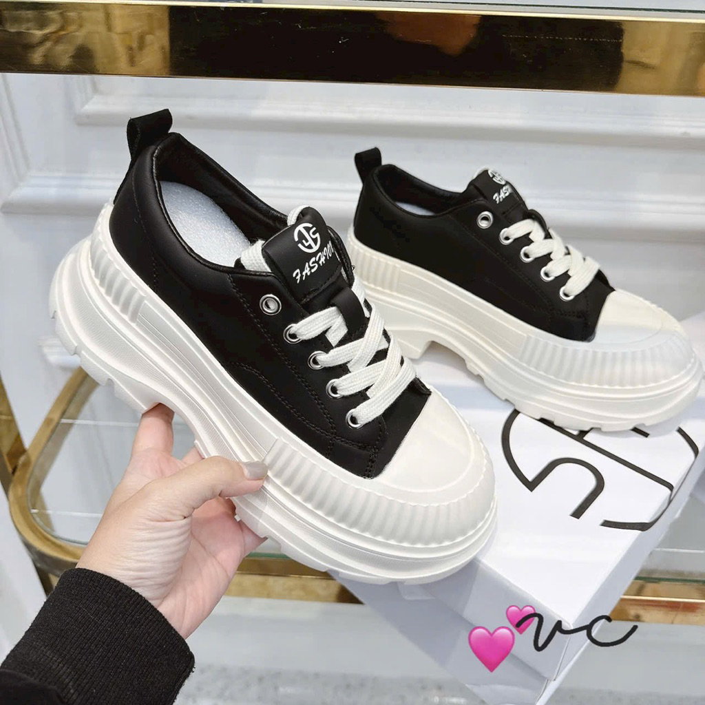 Giầy thể thao đen 6cm Qccc