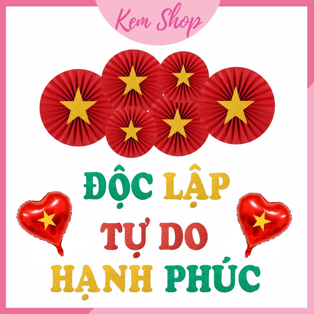 Phụ kiện trang trí ngày Giải phóng miền Nam 30/4 và Quốc Khánh Việt Nam 2/9 - Kem Shop K118