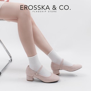 Erosska - Giày cao gót mũi tròn kiểu dáng đơn giản thanh lịch cao 4cm màu nâu - EP024