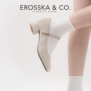 Erosska - Giày cao gót mũi tròn kiểu dáng đơn giản thanh lịch cao 4cm màu nâu - EP024