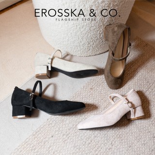 Erosska - Giày cao gót mũi tròn kiểu dáng đơn giản thanh lịch cao 4cm màu nâu - EP024