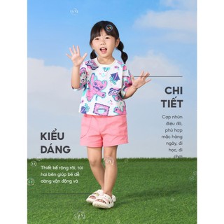Quần short bé gái 2-9 tuổi túi hôp YODY vải kaki cottonn mềm mại thoáng mát GKCS25S025