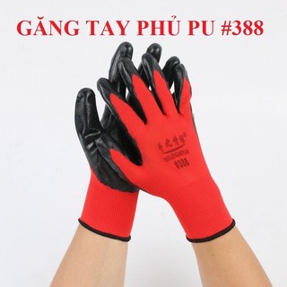 Găng tay lao động, bảo hộ 379 -688 phủ cao su đen sịn. 1 BỊCH 12 ĐÔI CAO CẤP