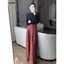 Set bộ áo sơ mi lụa phối quần culottes ống rộng cạp cao A2489