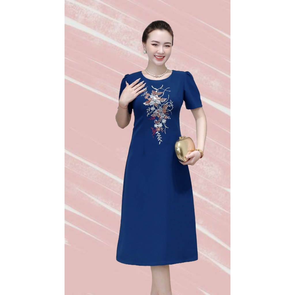 Đầm-Váy Tặng Mẹ-Thời trang Trung Niển-Tiệc Tùng- sự Kiện-U35-U40-U50-U60... Thêu Phale kim sa cao cấp PHÚC AN