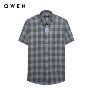 Owen - Áo sơ mi ngắn tay Regular Fit AR250116NT màu Xám đậm chất liệu Nano