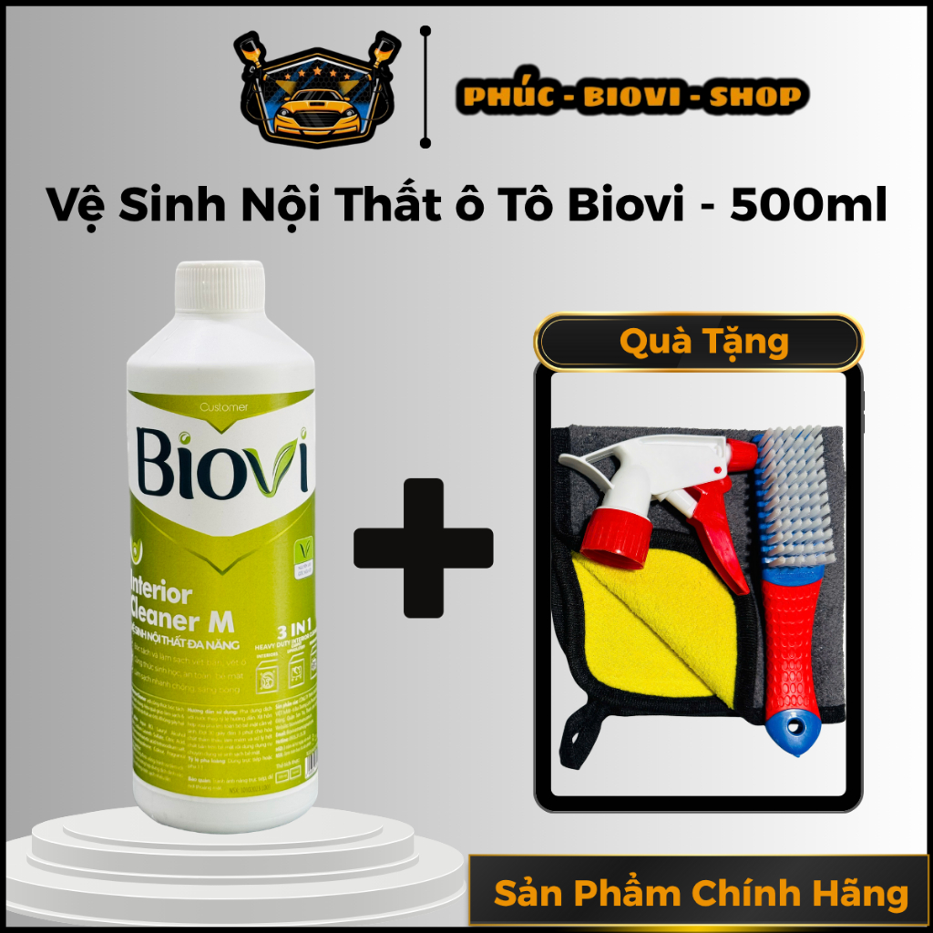Vệ Sinh Nội Thất Ô Tô Biovi 500ml [Tặng Bàn Chải + Khăn + Vòi Xịt] Đánh ...