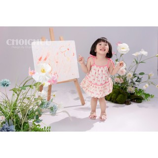 Đầm Hai Dây Cho Bé ChoiChuu Dáng Babydoll Thắt Nơ Vai, Họa Tiết Nơ Hồng Kèm Quần Chip Xinh Xắn