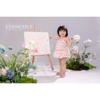 Đầm Hai Dây Cho Bé ChoiChuu Dáng Babydoll Thắt Nơ Vai, Họa Tiết Nơ Hồng Kèm Quần Chip Xinh Xắn
